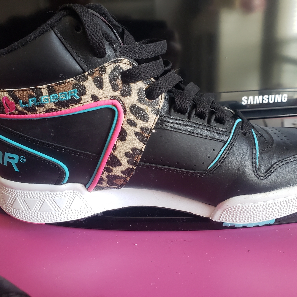 Skechers Black and Leopard High-Top Sneakers